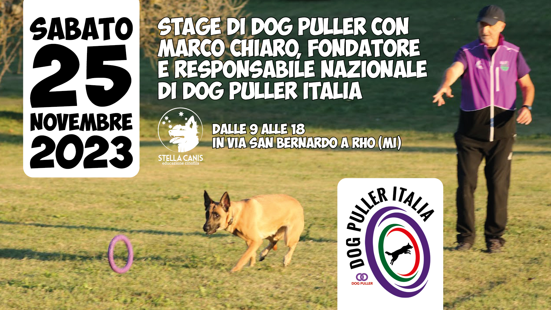 25 novembre 2023, stage di Dog Puller con Marco Chiaro, Fondatore e responsabile nazionale di Dog Puller Italia.